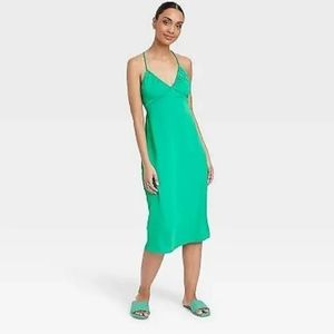 Women's Cut Out Midi Slip Dress - A New Day Green XL